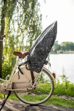 Regenschutz für Fahrrad Kindersitz grau getupft