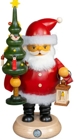 Räuchermann Weihnachtsmann mit Baum 13x23cm