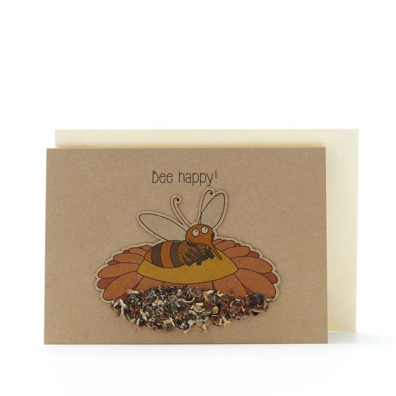 Saatsteckerkarte - Bee happy