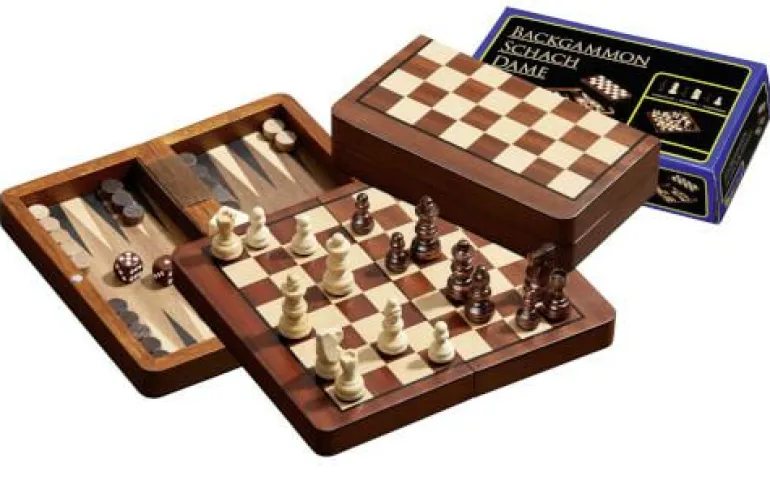 Schach-Backgammon-Dame-Set