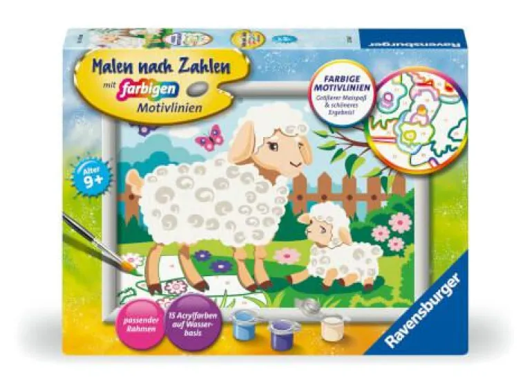 Schaf mit Lämmchen - Malen nach Zahlen
