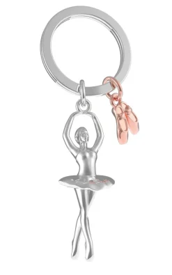 Schlüsselanhänger Ballerina, chrome/kupferfarben,