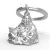 Schlüsselanhänger Buddha matt silber, 6,5x3,5x2,5c