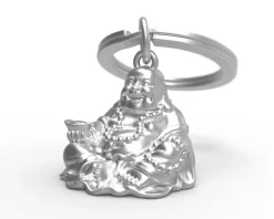 Schlüsselanhänger Buddha matt silber, 6,5x3,5x2,5c