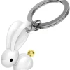 Schlüsselanhänger Bunny, weiß mit goldenem Schwanz
