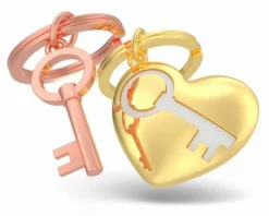 Schlüsselanhänger ""Herz&Schlüssel"" gold/Kupfer"