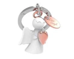 Schlüsselanhänger Love Angel, weiß/kupfer/Herz, 7,
