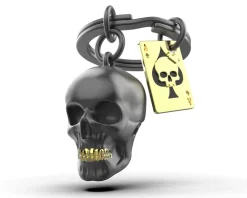 Schlüsselanhänger Skull, schwarz & gold