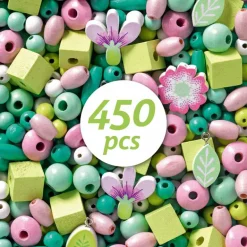 Schmuck basteln: 450 Holzperlen Blätter und Blüten