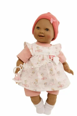 Schnullerbaby schwarz Lenchen 37 cm Malhaar, braun