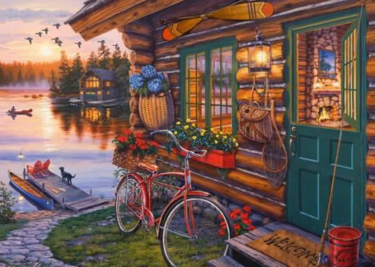 Seehütte mit Fahrrad - Puzzle 1000 Teile