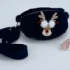 Seitentasche Plüsch blau Rentier/Einhorn