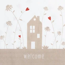 Serviette „Welcome", 33x33cm