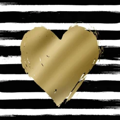 Servietten 33x33cm Heart & Stripes black/gold
