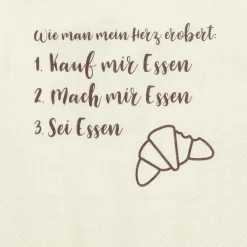 Serviette „Wie man mein Herz erobert", 33X33 cm