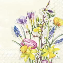 SPRING FLOWERS Cream Lunch-Servietten L1030860