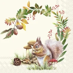 SQUIRREL IN THE FOREST cream Lunch-Servietten L 96