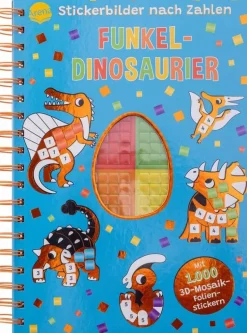 Stickerbilder nach Zahlen. Funkel-Dinosaurier