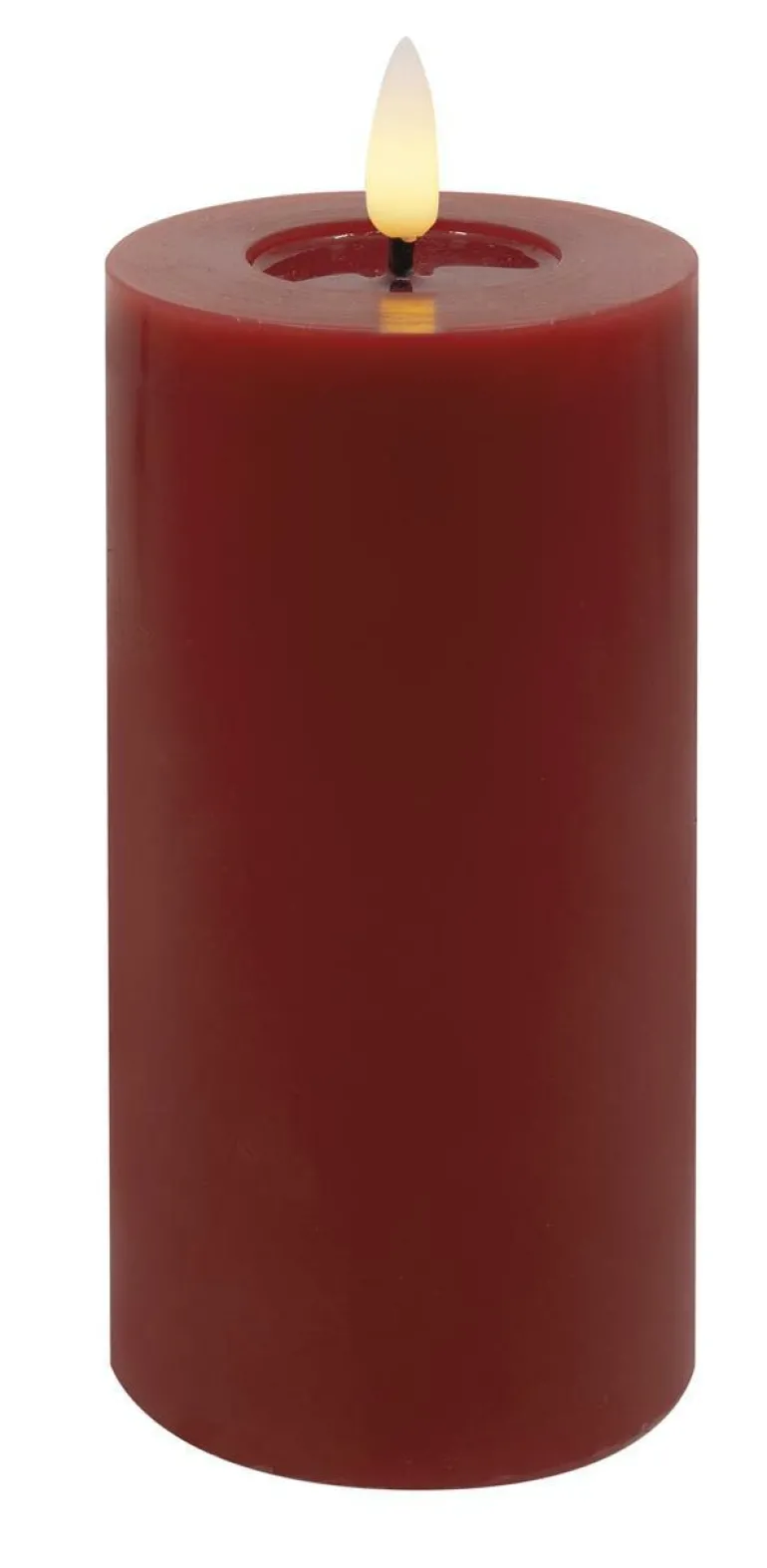 Stumpenkerze LED Echtwachs winter red smooth,7,5x1