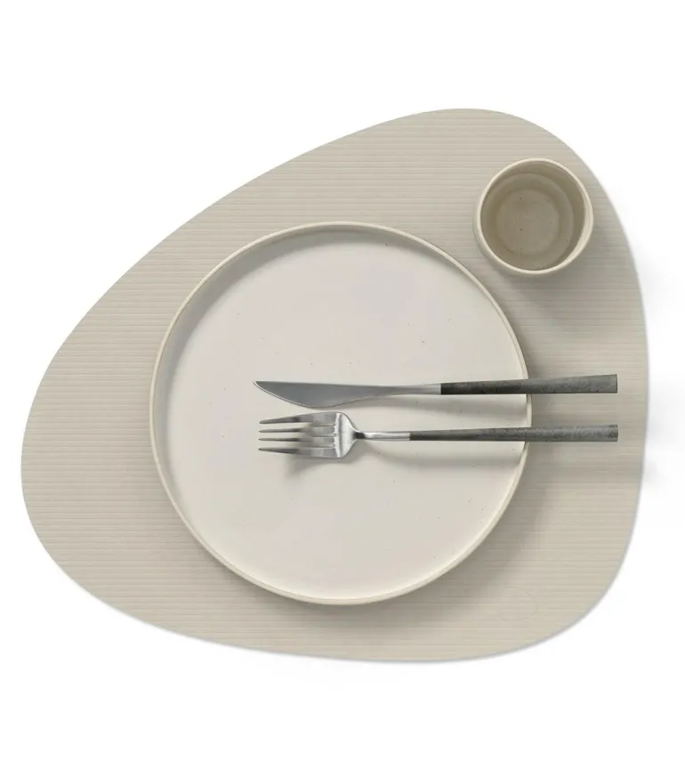 Table Mat Curve L Corduroy Oyster White