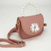 Tasche Blume Perlenbügel altrosa