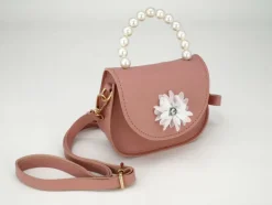 Tasche Blume Perlenbügel altrosa