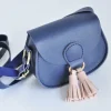 Tasche Bommel dunkelblau rosa