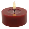 Teelicht LED 2er Set Echtwachs winter red smooth,6