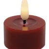 Teelicht LED 2er Set Echtwachs winter red smooth,4