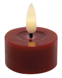 Teelicht LED 2er Set Echtwachs winter red smooth,4