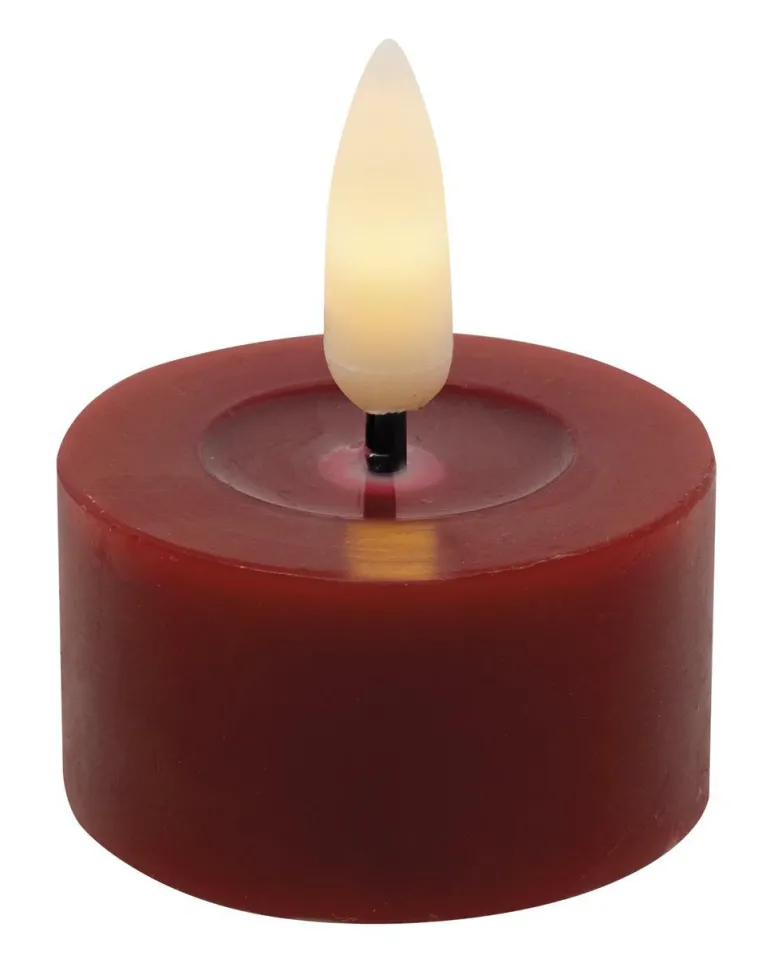 Teelicht LED 2er Set Echtwachs winter red smooth,4