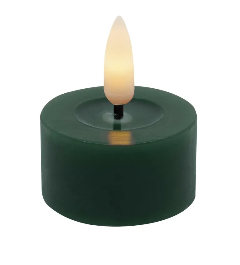 Teelicht LED 2er Set Echtwachs winter green smooth