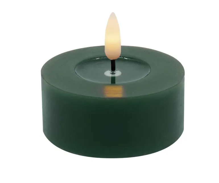 Teelicht LED 2er Set Echtwachs winter green smooth