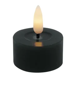 Teelicht LED 2er Set Echtwachs winter black smooth