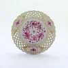 Teller 21 cm durchbrochen Indische Malerei purpur