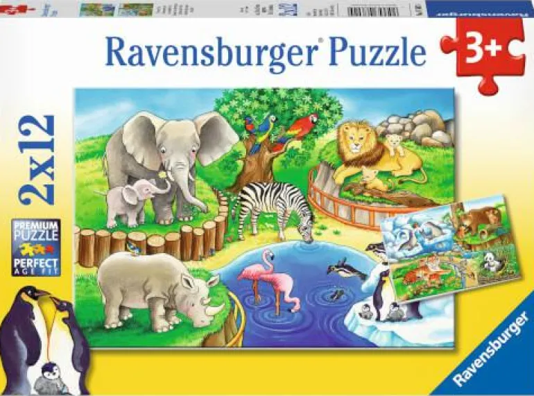 Tiere im Zoo - Puzzle 2x12 Teile