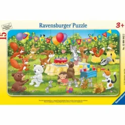 Tierische Geburtstagsfeier - Rahmenpuzzle 15 Teile