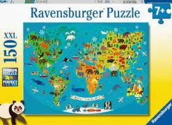 Tierische Weltkarte - Puzzle 150 Teile