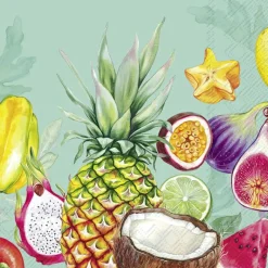 TROPICAL FRUITS Turquoise Cocktail-Servietten C104