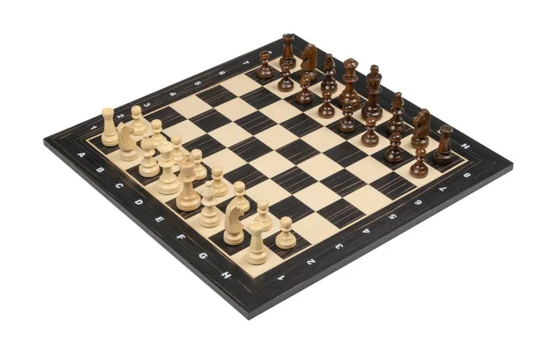 Turnier Schachset schwarz, Feld 50mm, mit Holzkass