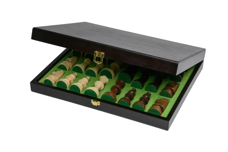 Turnier Schachset schwarz, Feld 50mm, mit Holzkass