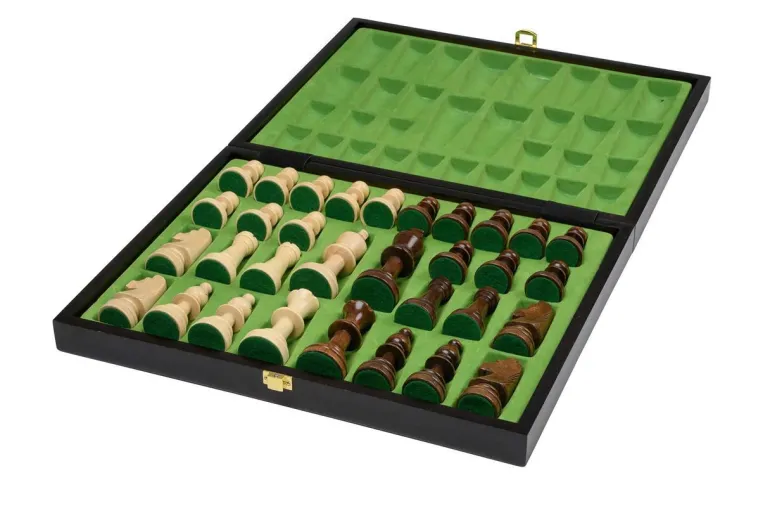Turnier Schachset schwarz, Feld 50mm, mit Holzkass