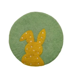 Untersetzer Hase mit Tupfen grün