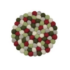 Untersetzer rund dicke kugeln 20cm grün,rot,weiß