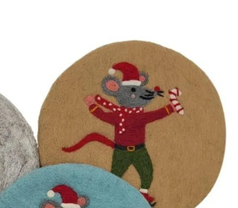Untersetzer Weihnachtsmaus 21cm beige