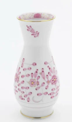 Vase 16,5 cm Indische Malerei purpur Goldpunkte Go