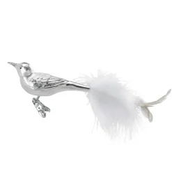Vogel, White Feathers 11cm, Vogel auf Klemme