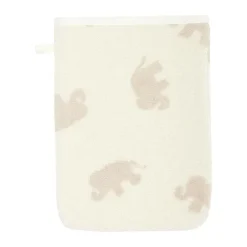 Waschhandschuh Cloud Dancer beige mit Elefanten