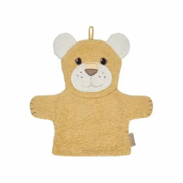 Waschhandschuh Löwe Leo Ocker