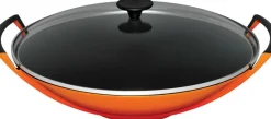Wok mit Glasdeckel 36 cm Ofenrot